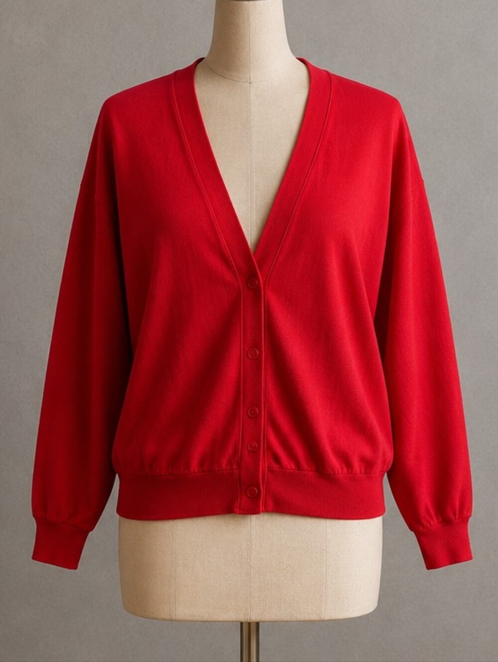 Vintage Lands’ End Red Cotton Cardigan | Made in USA | Classic Button Front